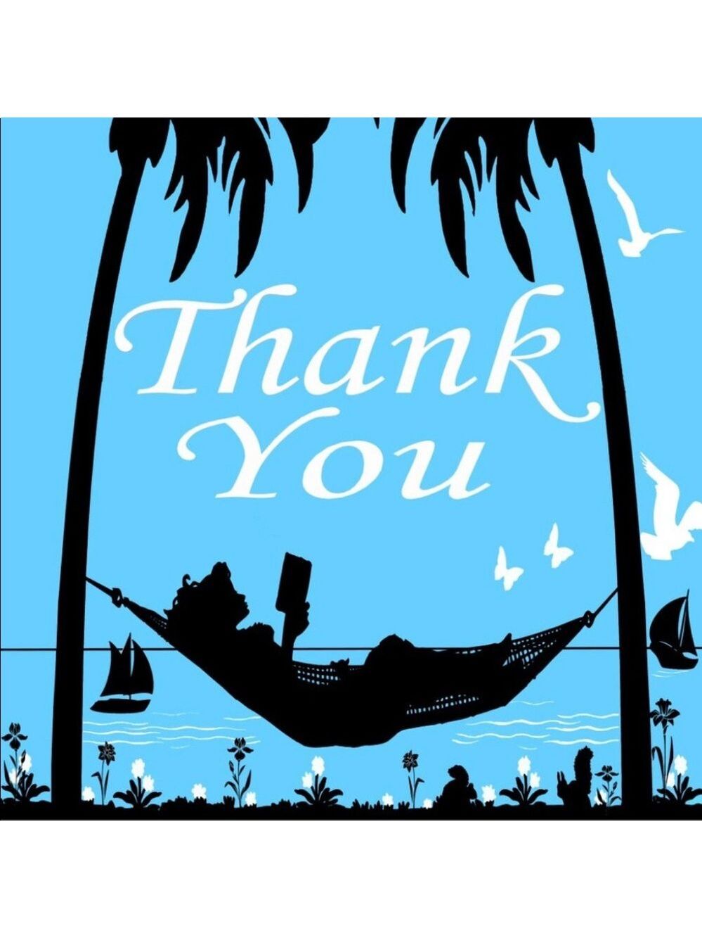 100 (2x2 Inch) Square Stickers, Hammock Girl, High Gloss, Thank You - Picture 2 of 2